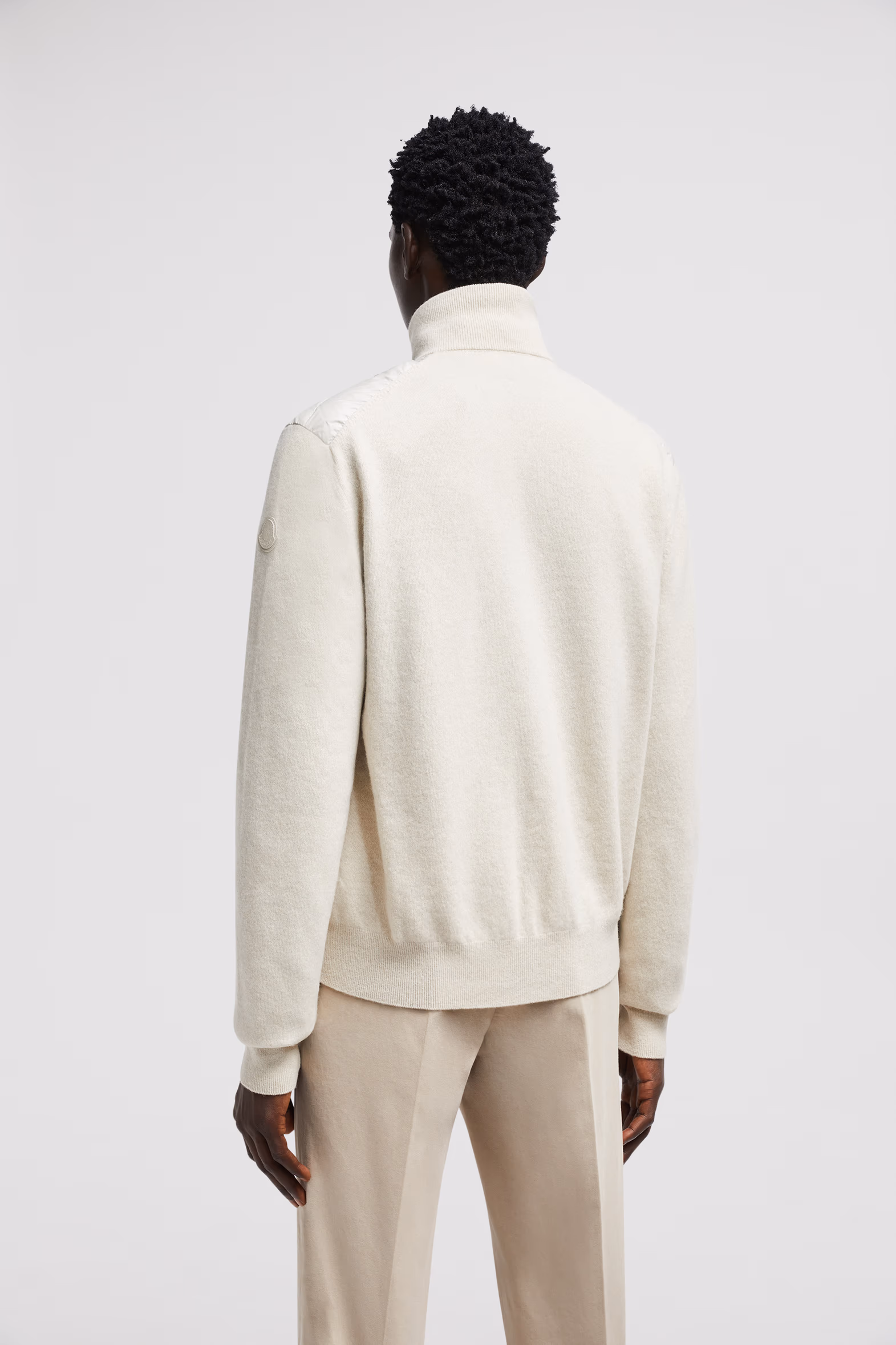 Padded Wool & Cashmere Zip-Up Cardigan Men White Moncler 5